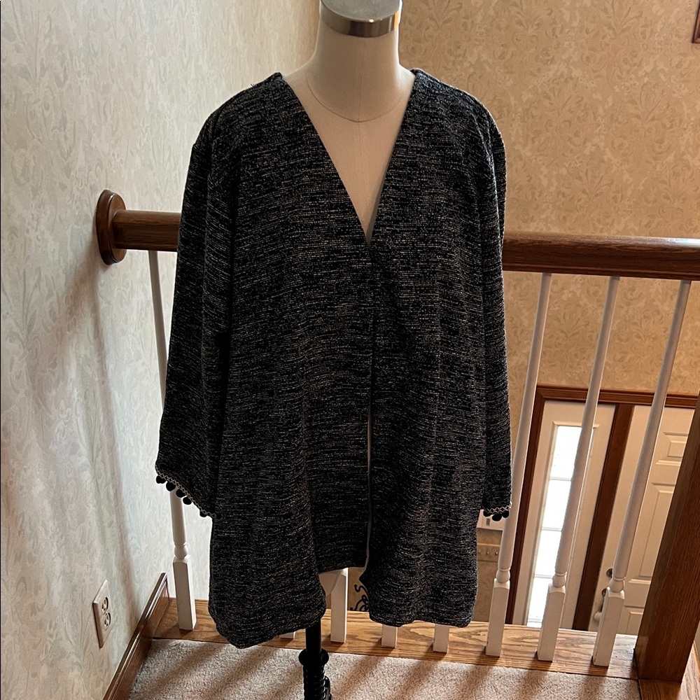 Bobeau Women's Blue Cardigan Sweater with sleeve trim - NWT